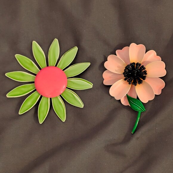 Jewelry - Vintage Sixties Enamel Flower Brooches